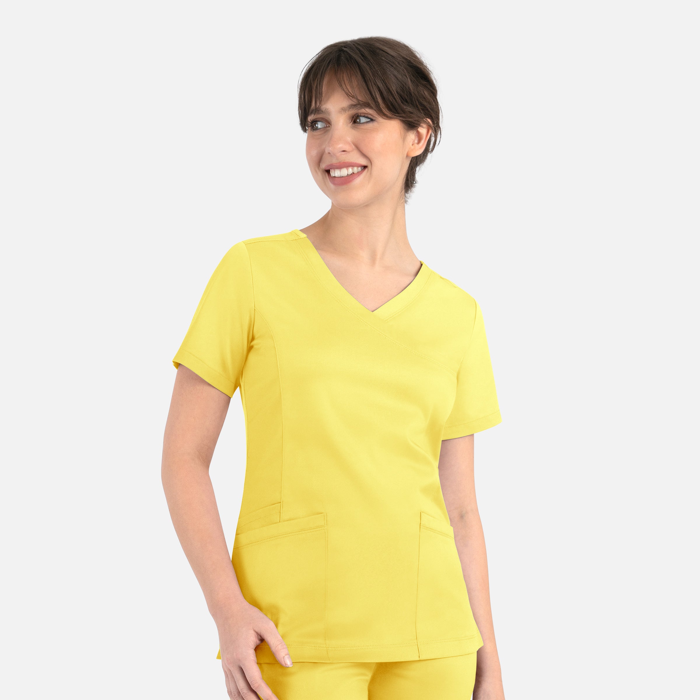 Blusa cruzada con efecto curvado para mujer
