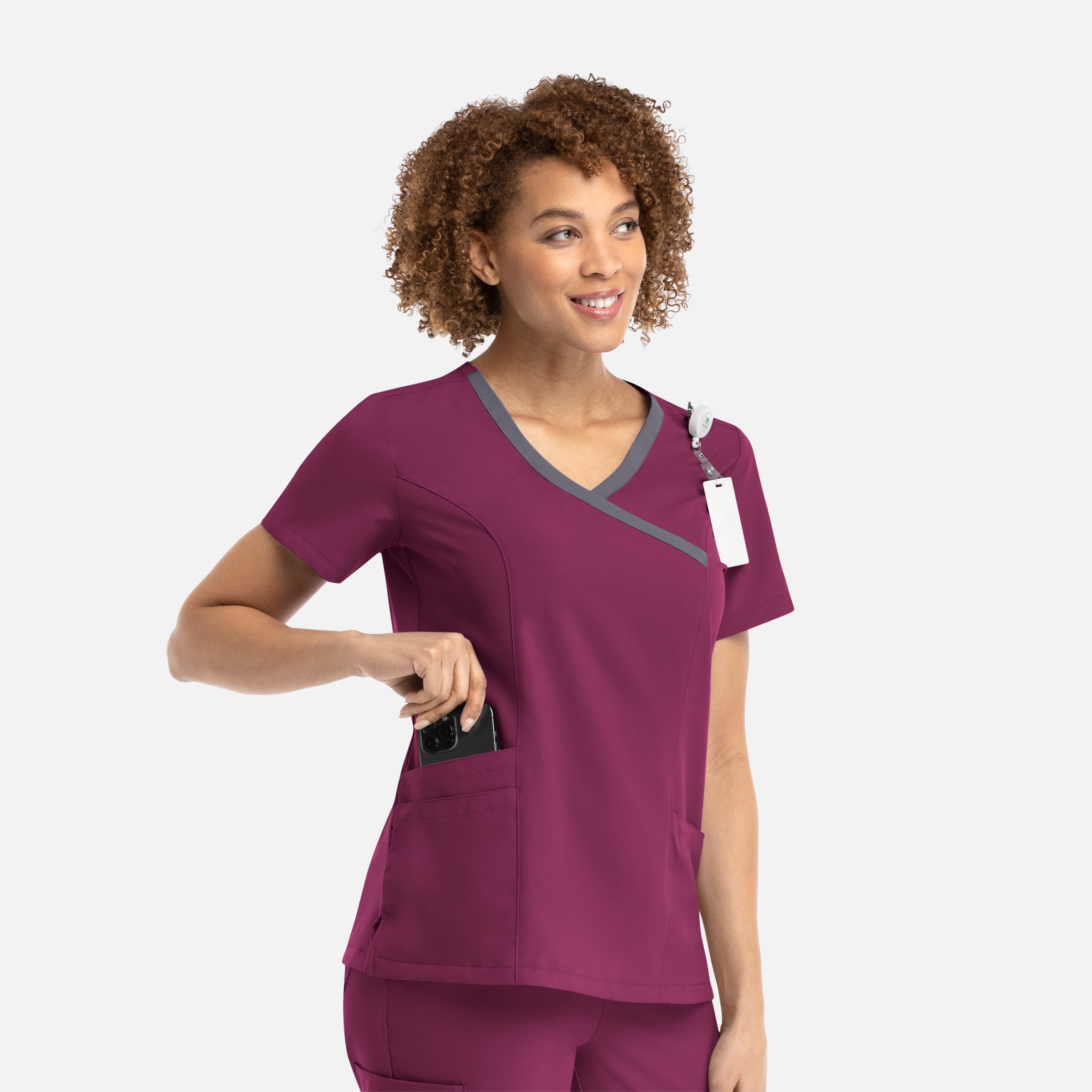 Blusa cruzada con efecto en contraste para mujer