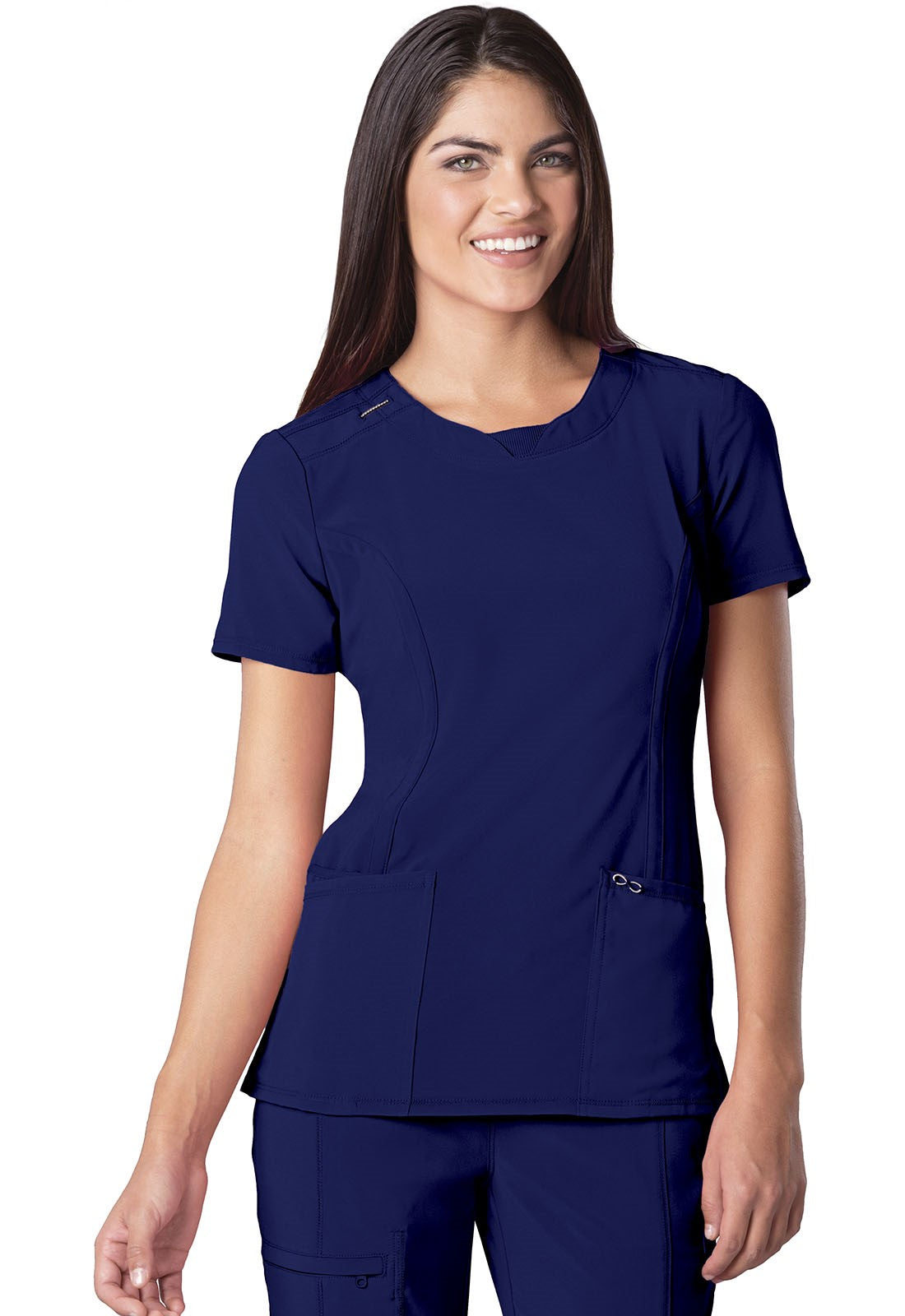 INFINITY 2624A Women's Split Round Neck Solid Scrub Top