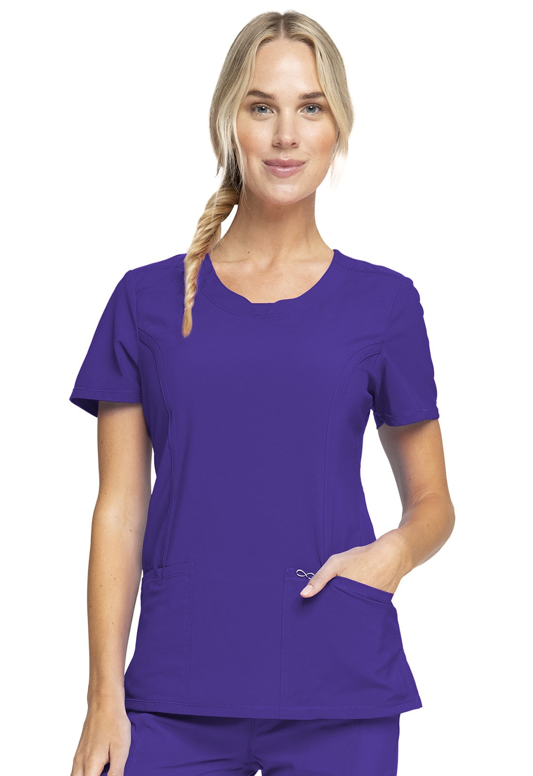 INFINITY 2624A Women's Split Round Neck Solid Scrub Top