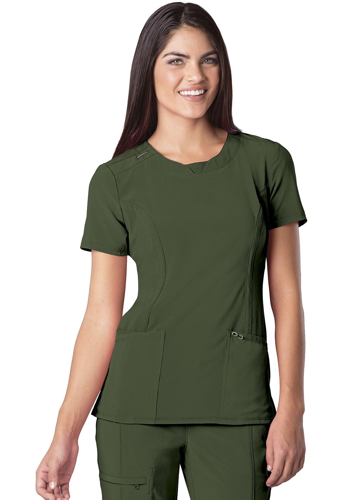 INFINITY 2624A Women's Split Round Neck Solid Scrub Top