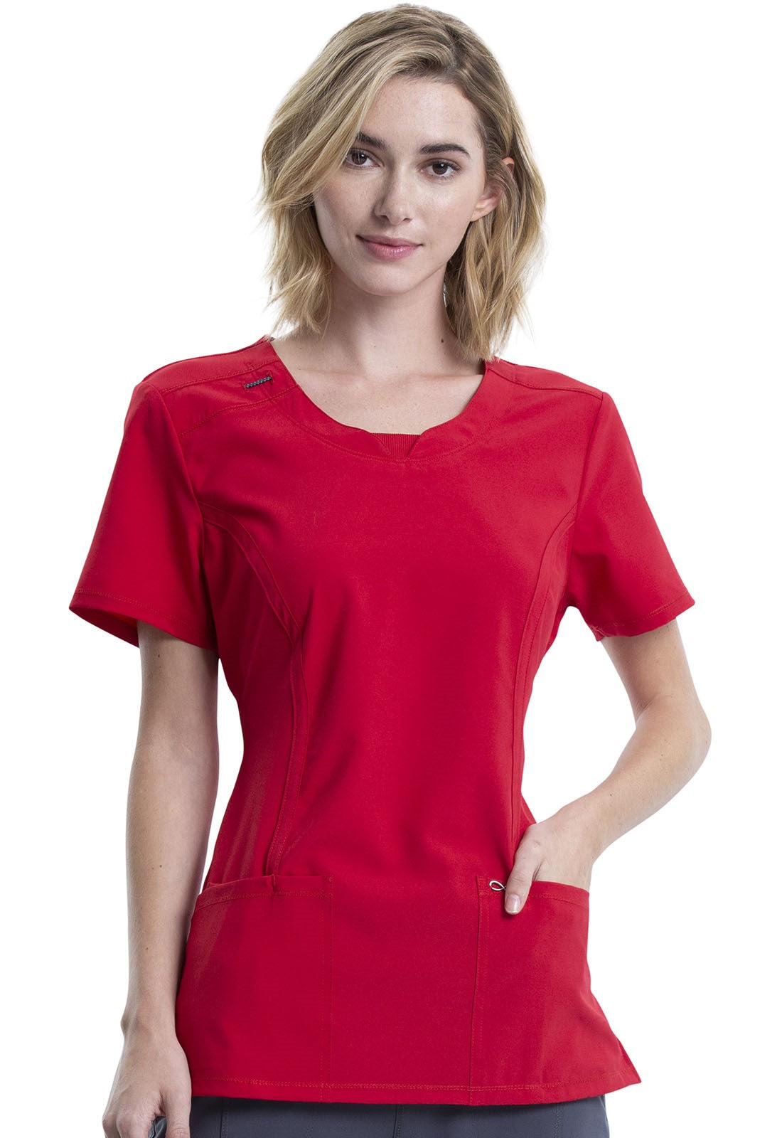 INFINITY 2624A Women's Split Round Neck Solid Scrub Top