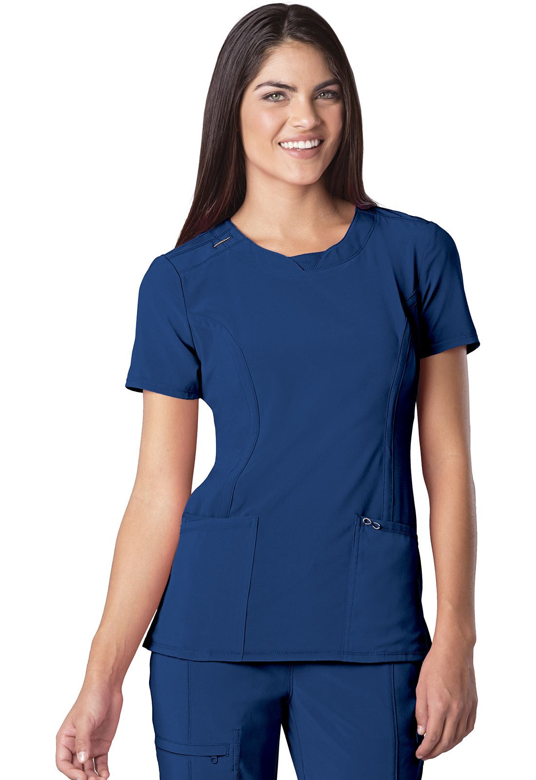 INFINITY 2624A Women's Split Round Neck Solid Scrub Top