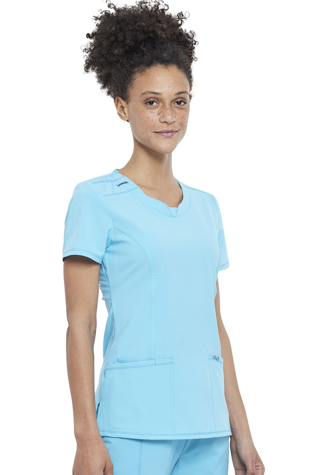 INFINITY 2624A Women's Split Round Neck Solid Scrub Top