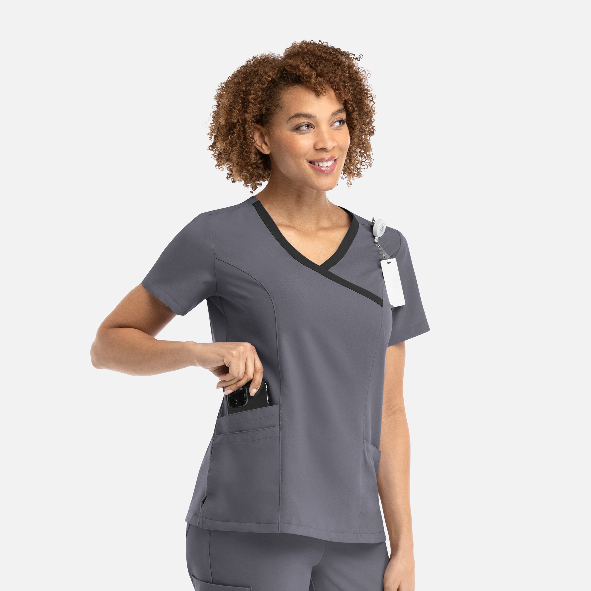 Blusa cruzada con efecto en contraste para mujer