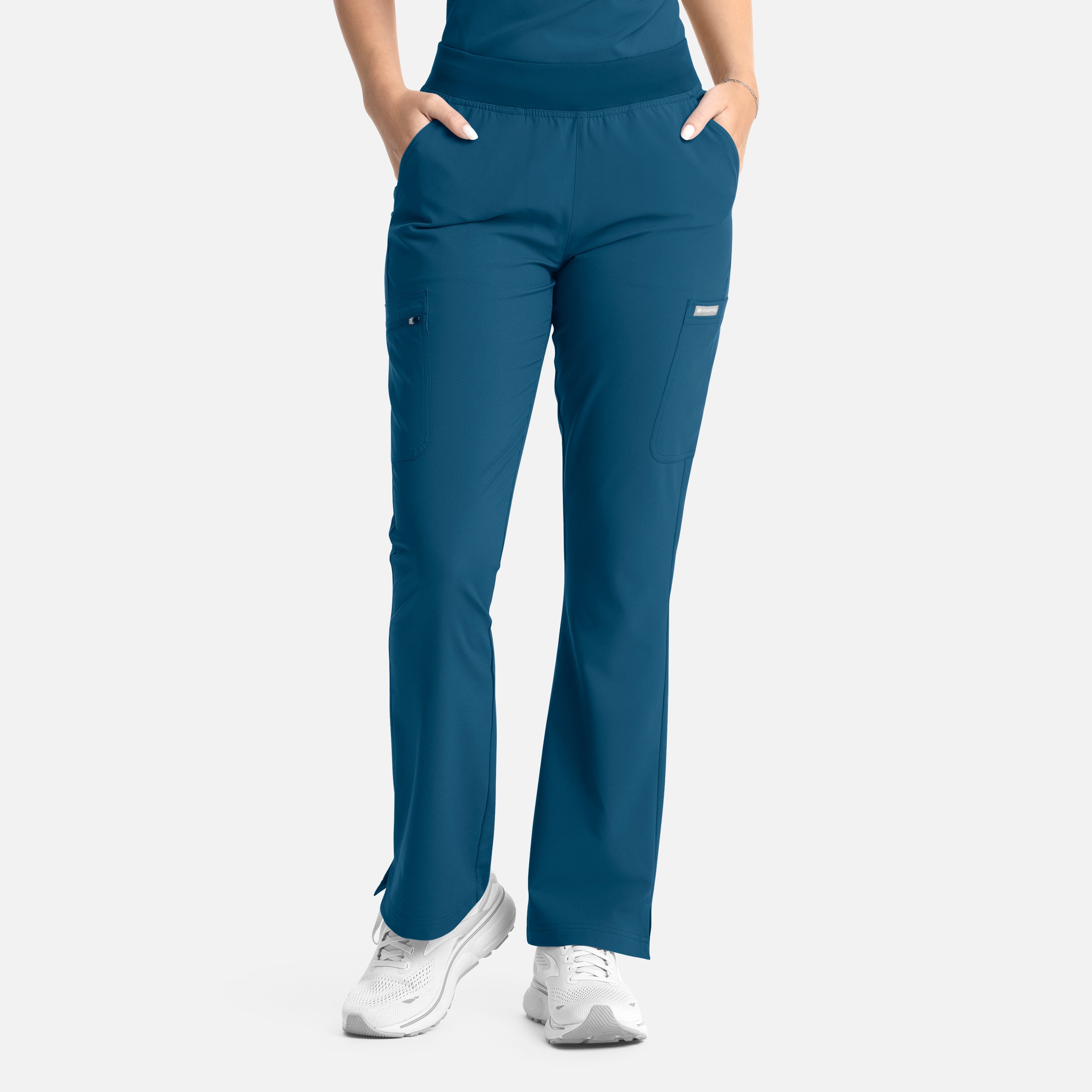 Pantalón acampanado con banda elástica completa para mujer