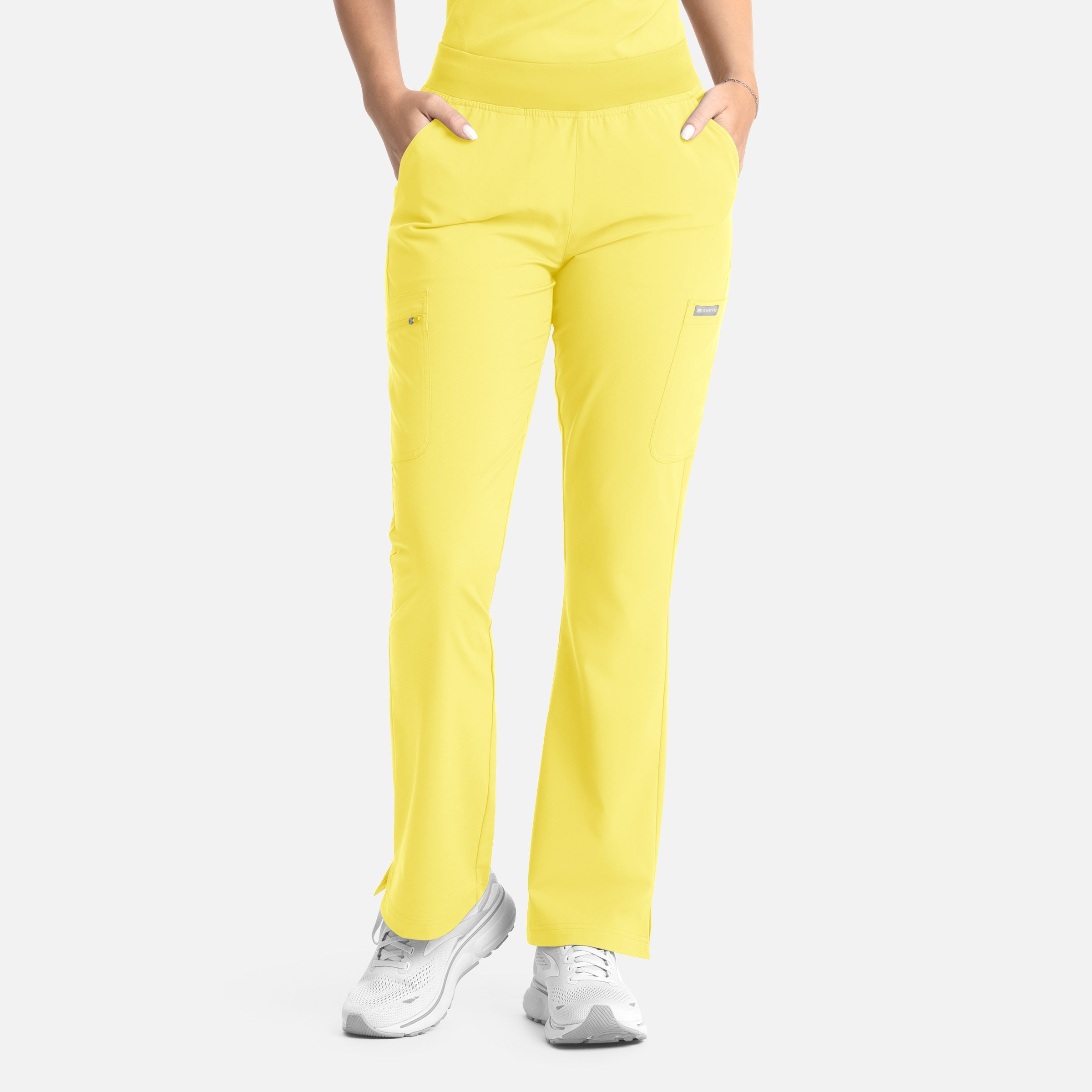 Pantalón acampanado con banda elástica completa para mujer