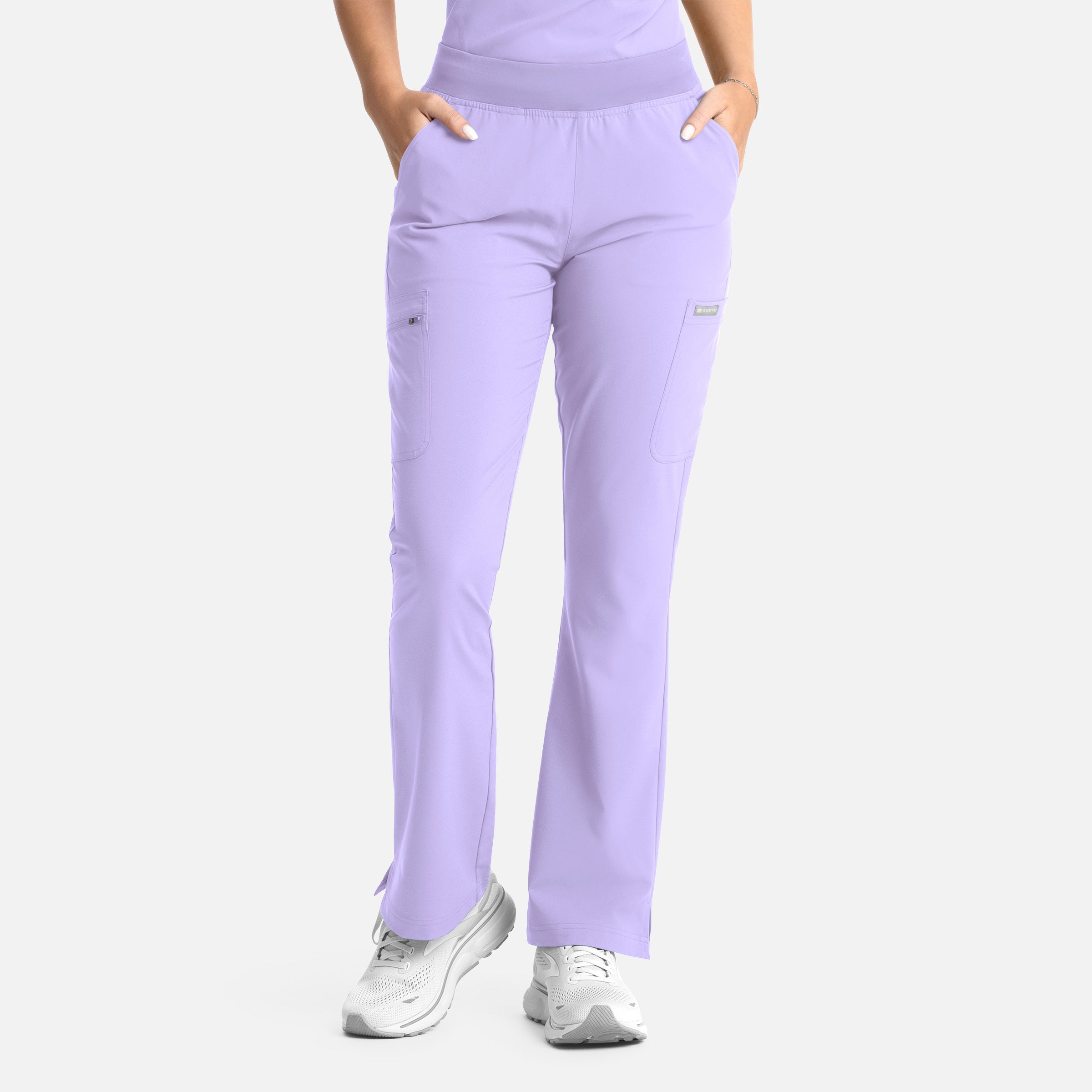 Pantalón acampanado con banda elástica completa para mujer
