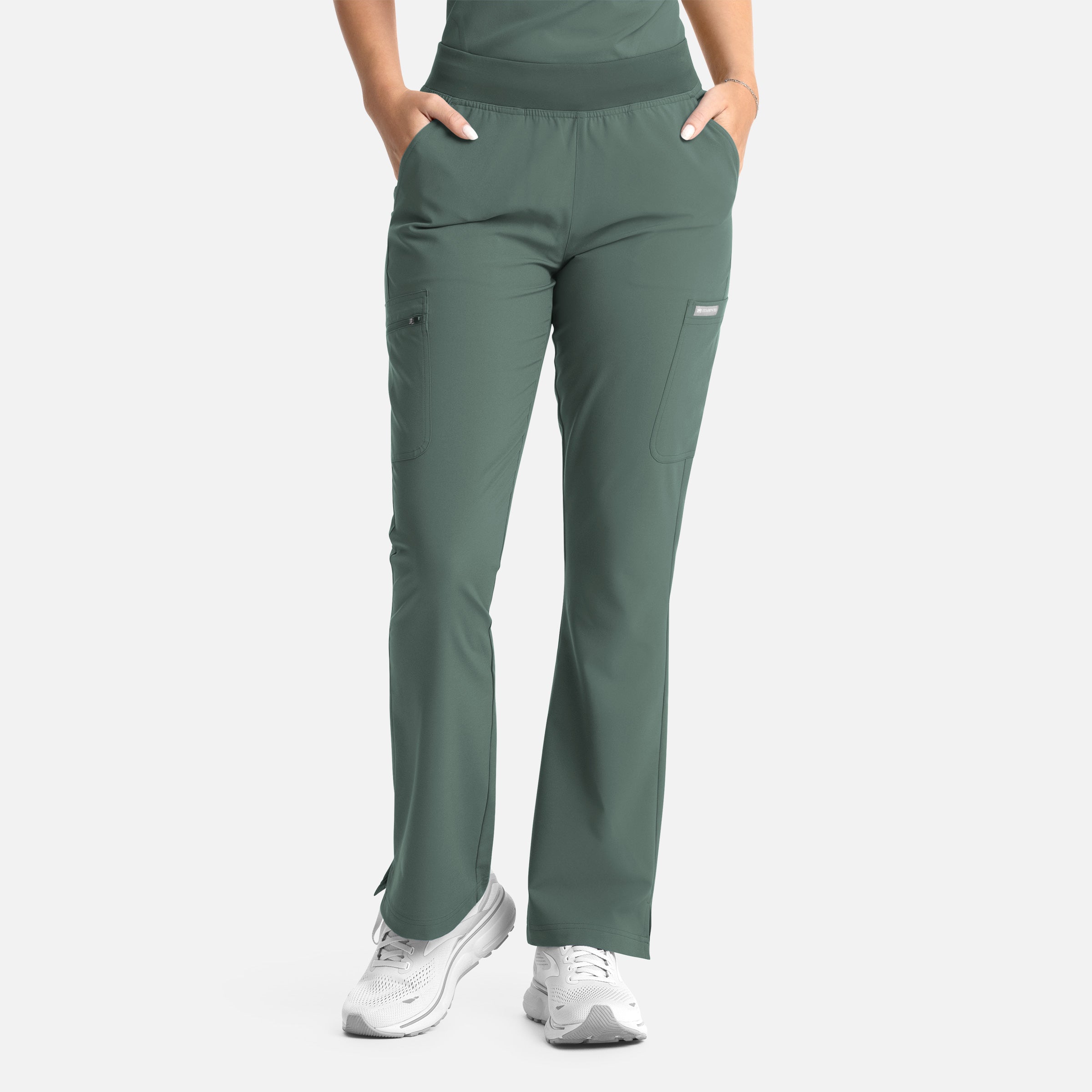 Pantalón acampanado con banda elástica completa para mujer