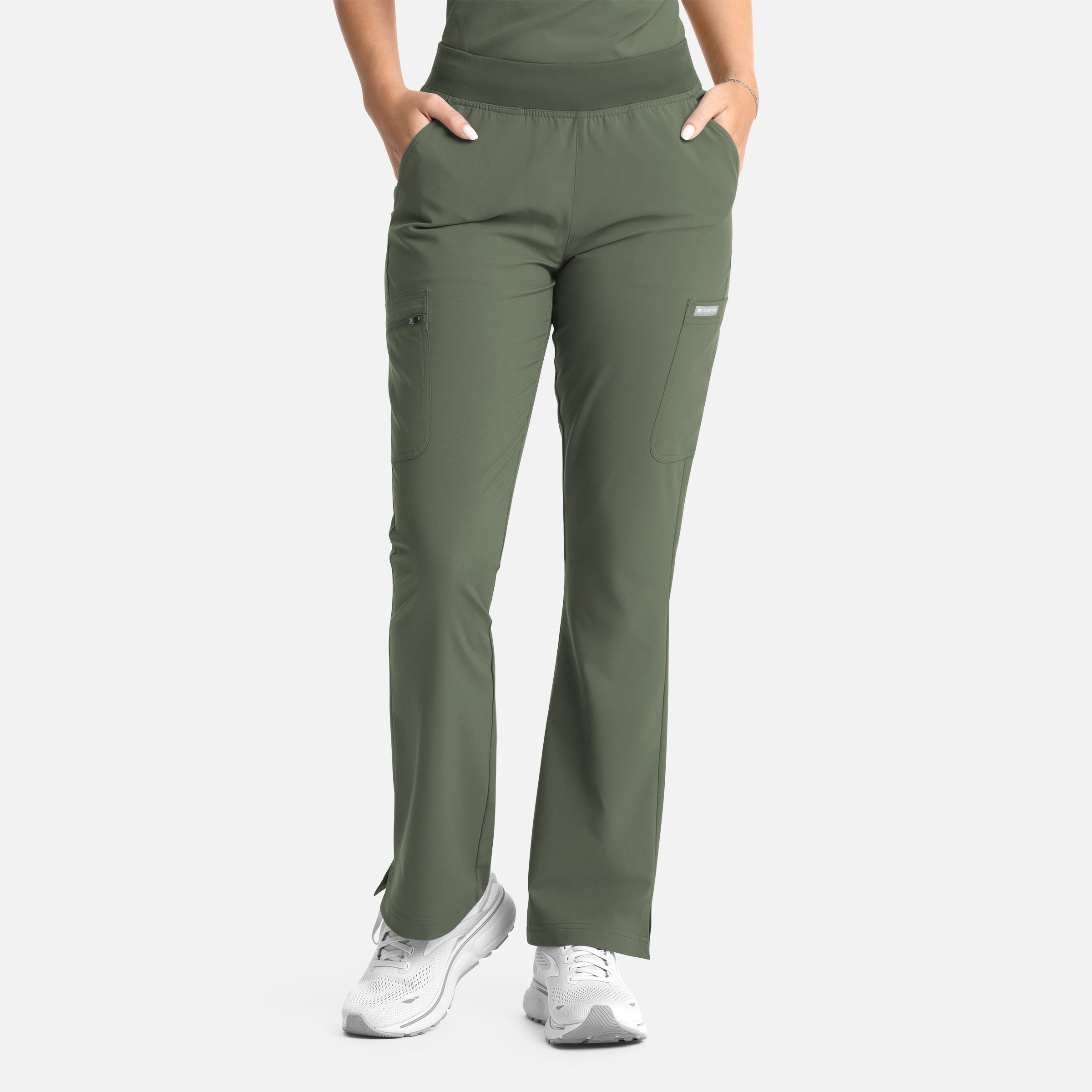 Pantalón acampanado con banda elástica completa para mujer