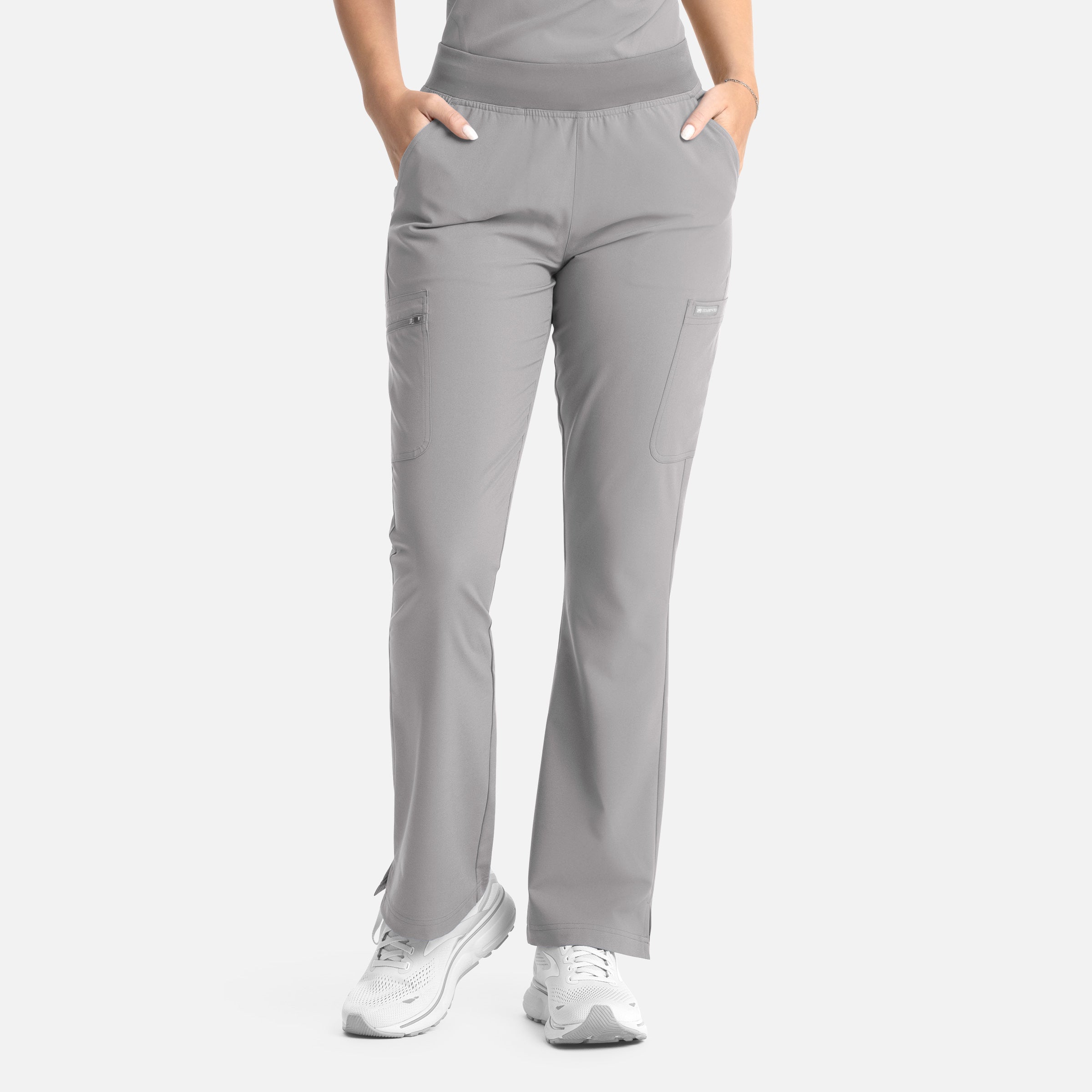 Pantalón acampanado con banda elástica completa para mujer