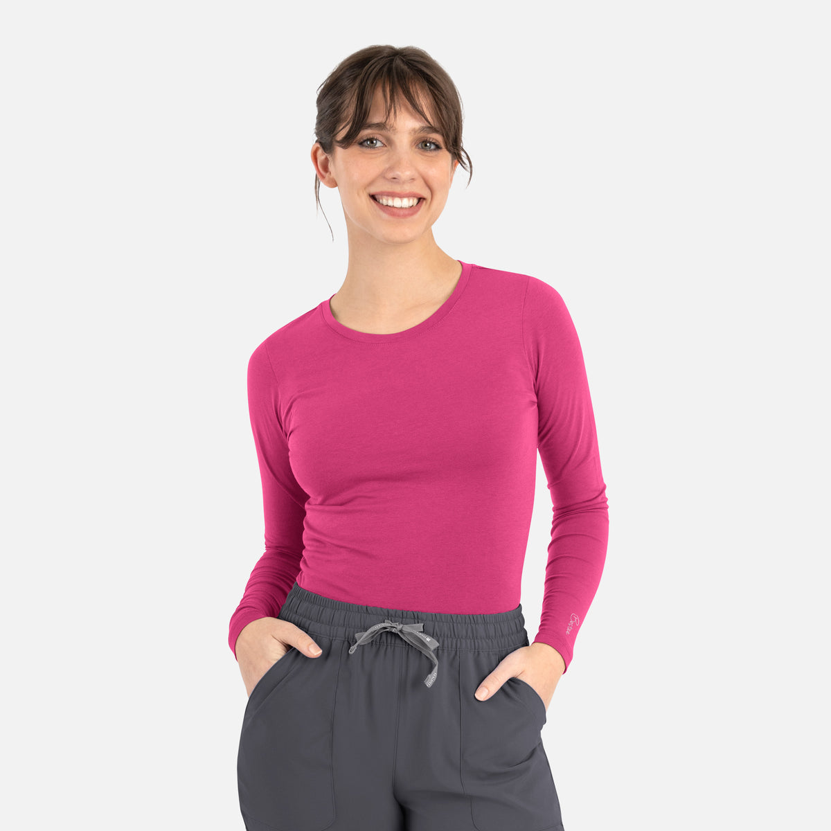 Camiseta básica de manga larga para mujer