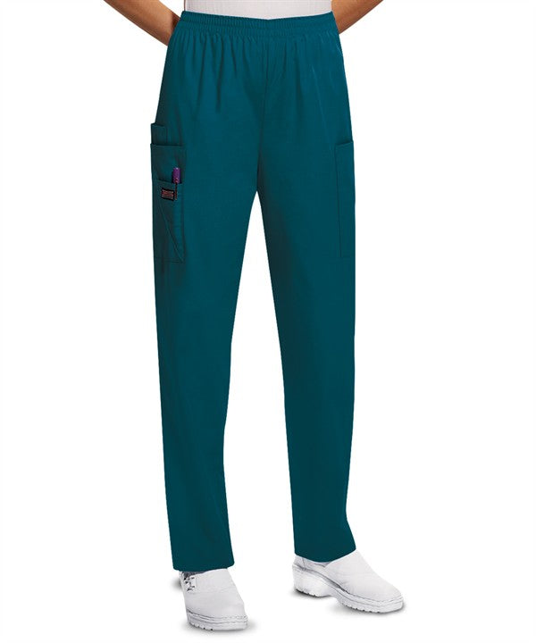 Cherokee Workwear Women's 4-Pocket Elastic Waist Tapered Leg Utility Scrub Pants 4200