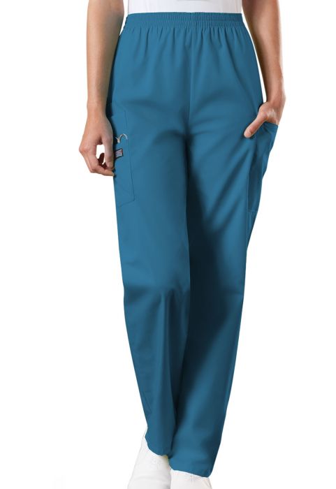 Cherokee Workwear Women's 4-Pocket Elastic Waist Tapered Leg Utility Scrub Pants 4200