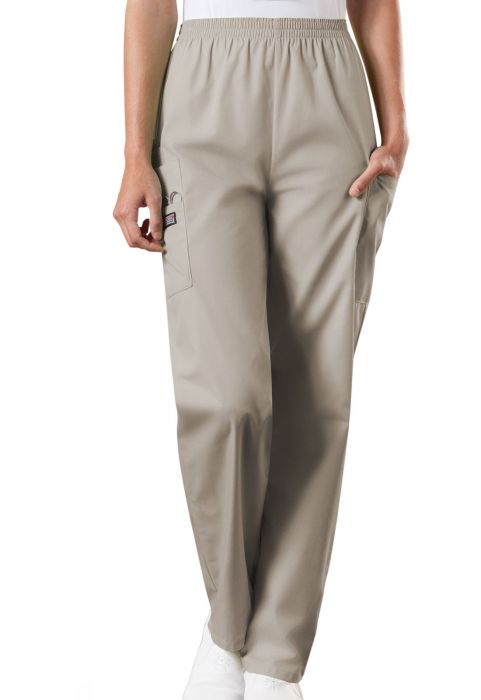 Cherokee Workwear Women's 4-Pocket Elastic Waist Tapered Leg Utility Scrub Pants 4200
