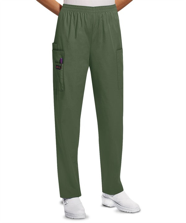 Cherokee Workwear Women's 4-Pocket Elastic Waist Tapered Leg Utility Scrub Pants 4200