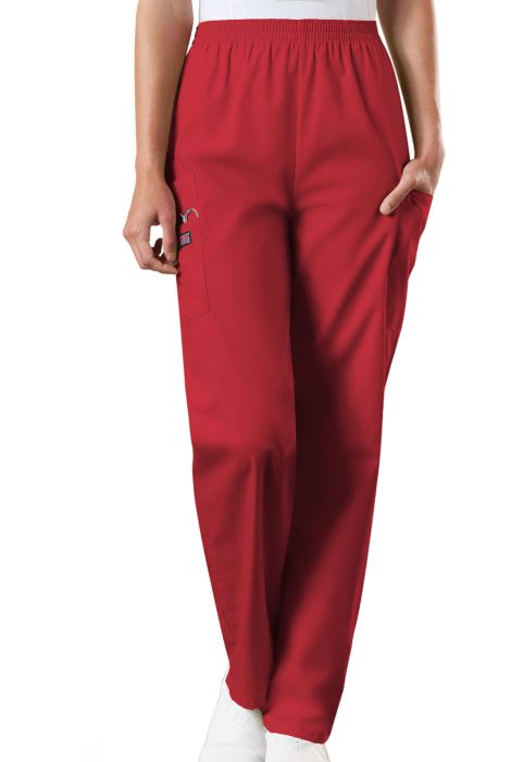 Cherokee Workwear Women's 4-Pocket Elastic Waist Tapered Leg Utility Scrub Pants 4200