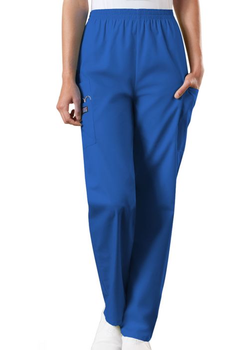 Cherokee Workwear Women's 4-Pocket Elastic Waist Tapered Leg Utility Scrub Pants 4200
