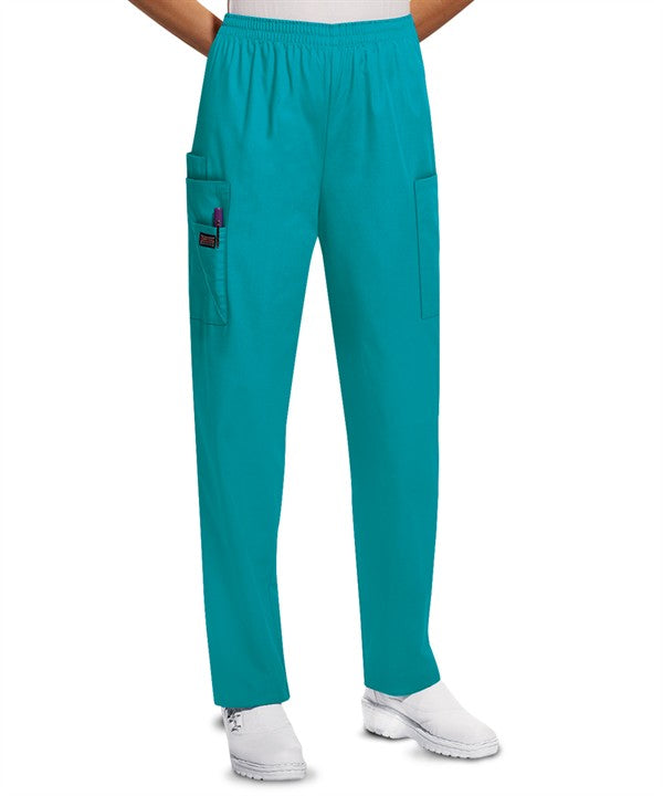 Cherokee Workwear Women's 4-Pocket Elastic Waist Tapered Leg Utility Scrub Pants 4200