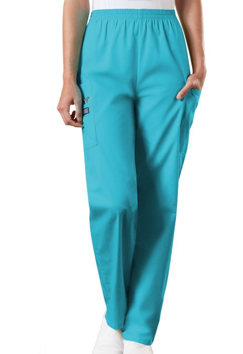 Cherokee Workwear Women's 4-Pocket Elastic Waist Tapered Leg Utility Scrub Pants 4200