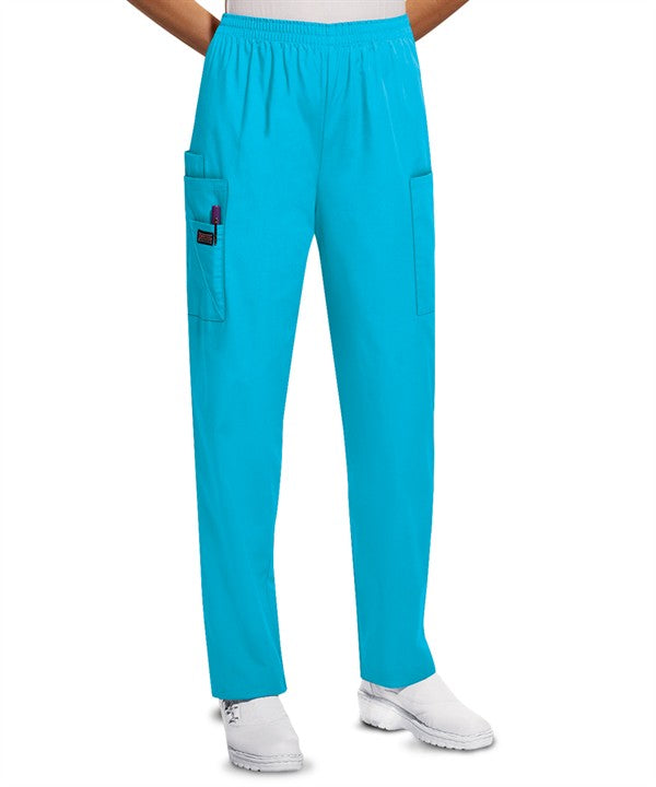 Cherokee Workwear Women's 4-Pocket Elastic Waist Tapered Leg Utility Scrub Pants 4200